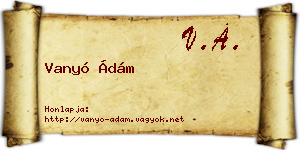 Vanyó Ádám névjegykártya